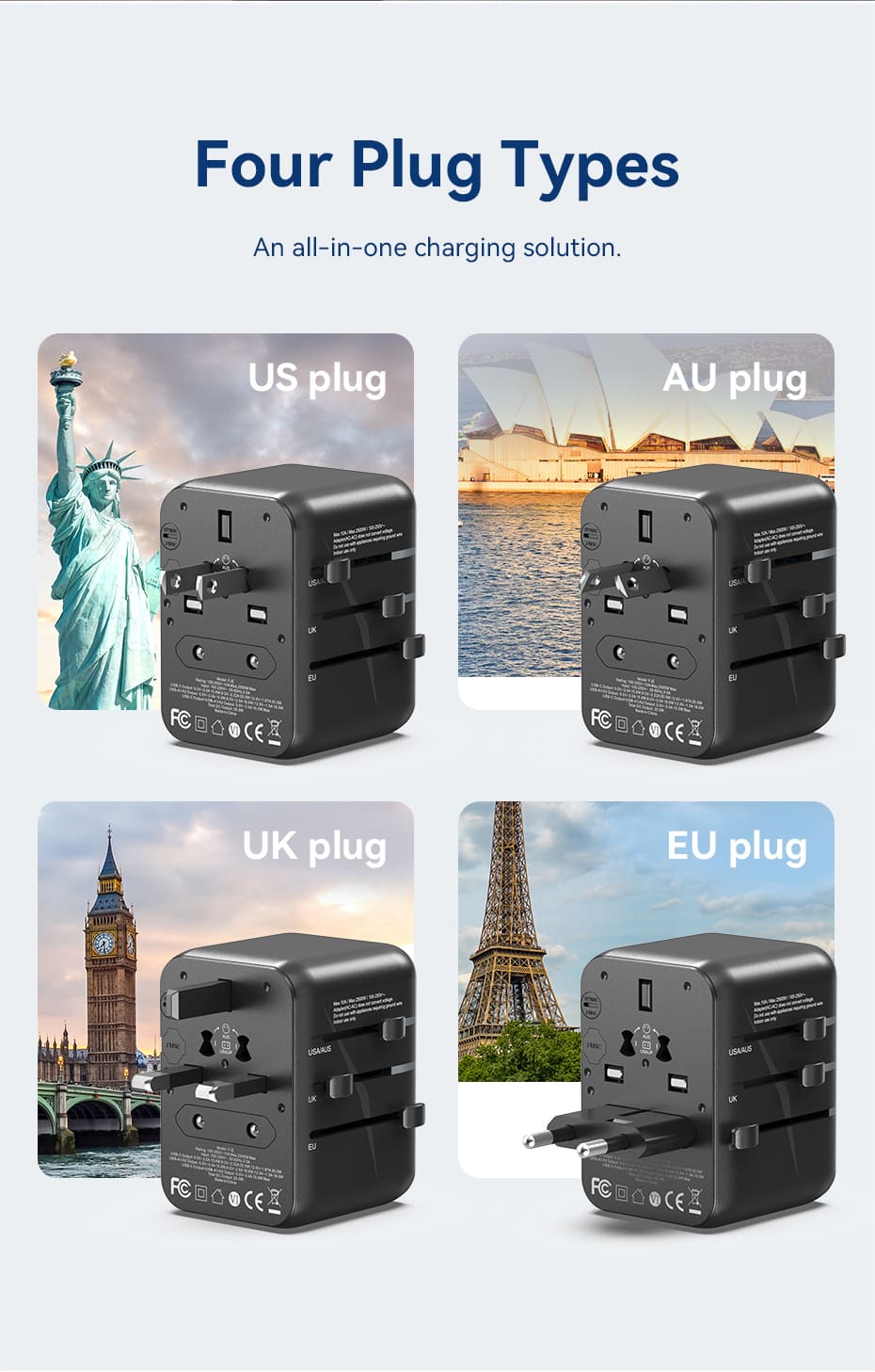 VENTION FJEB0 Universal Travel Adapter 3-Ports PD20W & QC18W Fast Charging Buy VENTION FJEB0 Universal Travel Adapter 3-Ports PD20W & QC18W Fast Charging Online in Pakistan - UGREEN PK