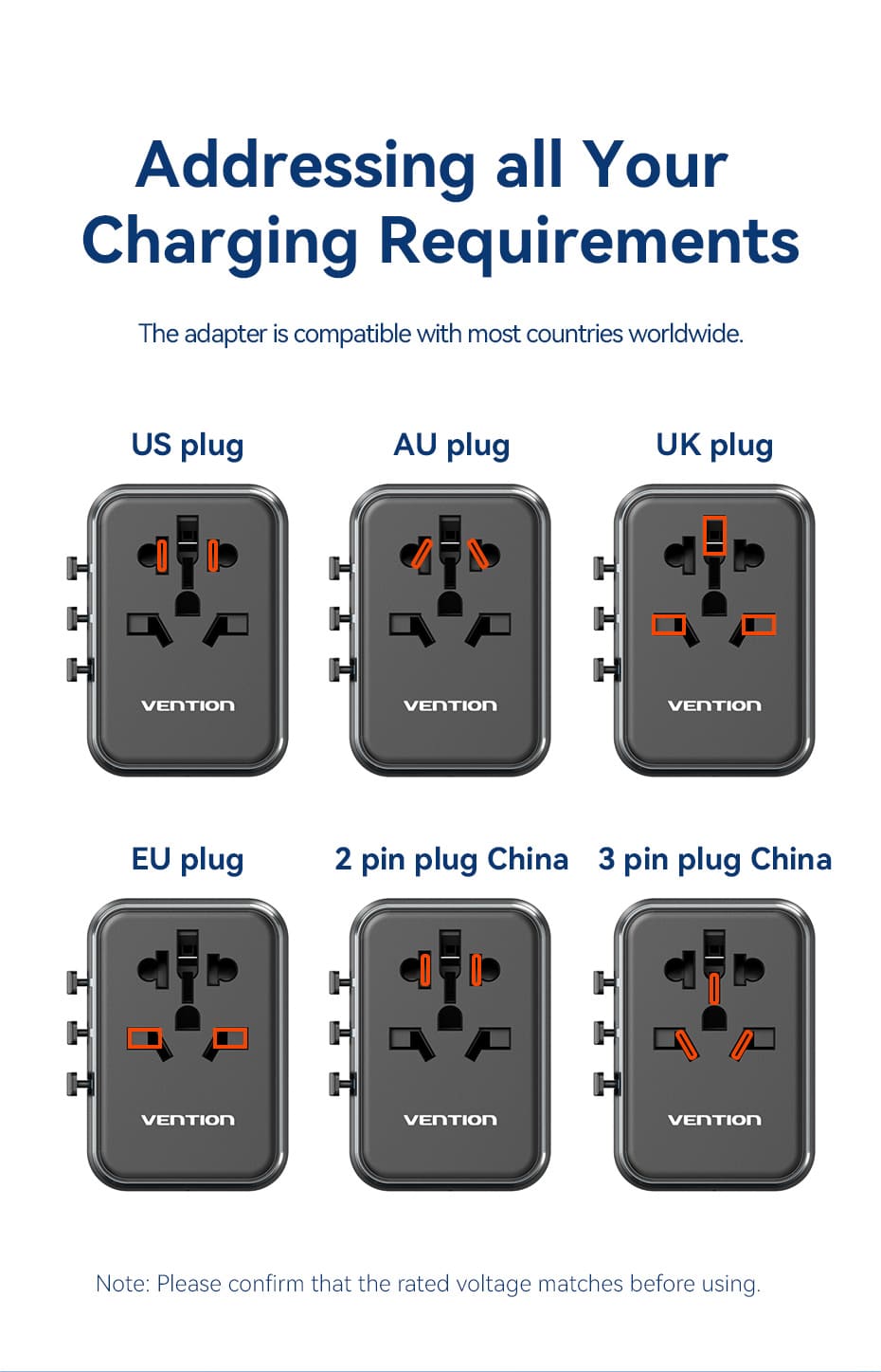 VENTION FJEB0 Universal Travel Adapter 3-Ports PD20W & QC18W Fast Charging Buy VENTION FJEB0 Universal Travel Adapter 3-Ports PD20W & QC18W Fast Charging Online in Pakistan - UGREEN PK