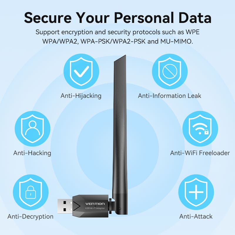 Buy VENTION KDTB0 USB Wi-Fi Adapter 650 Mbps 6dBi High-Gain Antenna Online in Pakistan - UGREEN PK