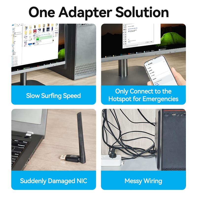 Buy VENTION KDTB0 USB Wi-Fi Adapter 650 Mbps 6dBi High-Gain Antenna Online in Pakistan - UGREEN PK