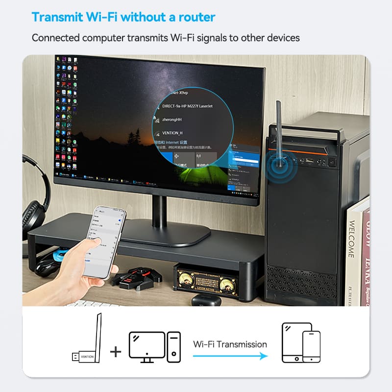 Buy VENTION KDTB0 USB Wi-Fi Adapter 650 Mbps 6dBi High-Gain Antenna Online in Pakistan - UGREEN PK