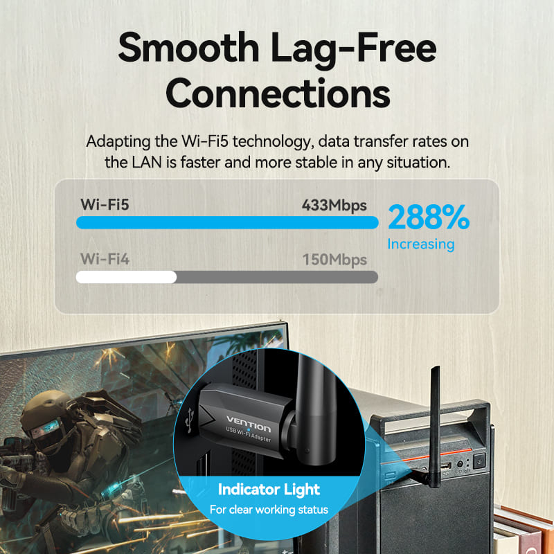 Buy VENTION KDTB0 USB Wi-Fi Adapter 650 Mbps 6dBi High-Gain Antenna Online in Pakistan - UGREEN PK