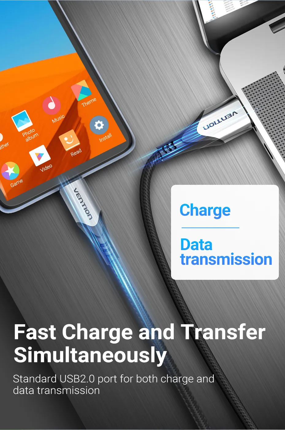 VENTION USB 2.0 A to Micro USB Cable 3A Fast Charging Nylon Braided & 480Mbps Data Transfer Buy VENTION USB 2.0 A to Micro USB Cable 3A Fast Charging Nylon Braided & 480Mbps Data Transfer Online in Pakistan - UGREEN PK
