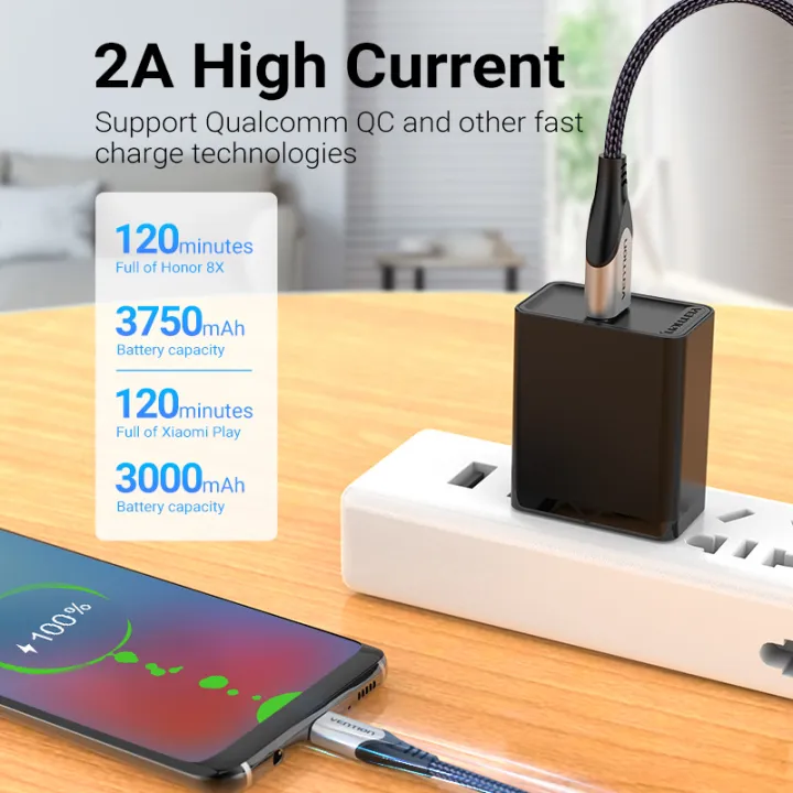 Buy VENTION USB 2.0 A to Micro USB Cable 3A Fast Charging Nylon Braided & 480Mbps Data Transfer Online in Pakistan - UGREEN PK