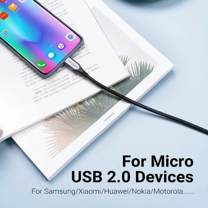 Buy VENTION USB 2.0 A to Micro USB Cable 3A Fast Charging Nylon Braided & 480Mbps Data Transfer Online in Pakistan - UGREEN PK