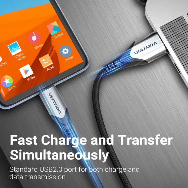 Buy VENTION USB 2.0 A to Micro USB Cable 3A Fast Charging Nylon Braided & 480Mbps Data Transfer Online in Pakistan - UGREEN PK