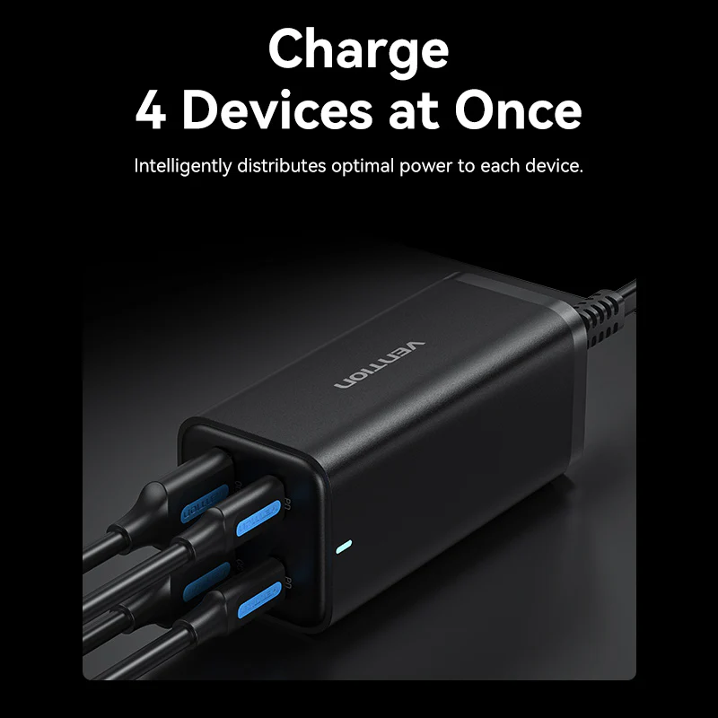 Buy VENTION FBSBG-US 100W Desktop Charger 4-Port USB GaN Charger (US Plug) Online in Pakistan - UGREEN PK