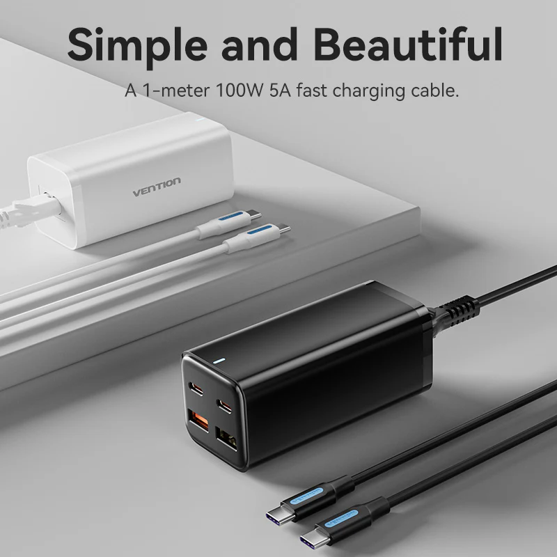 Buy VENTION FBSBG-US 100W Desktop Charger 4-Port USB GaN Charger (US Plug) Online in Pakistan - UGREEN PK