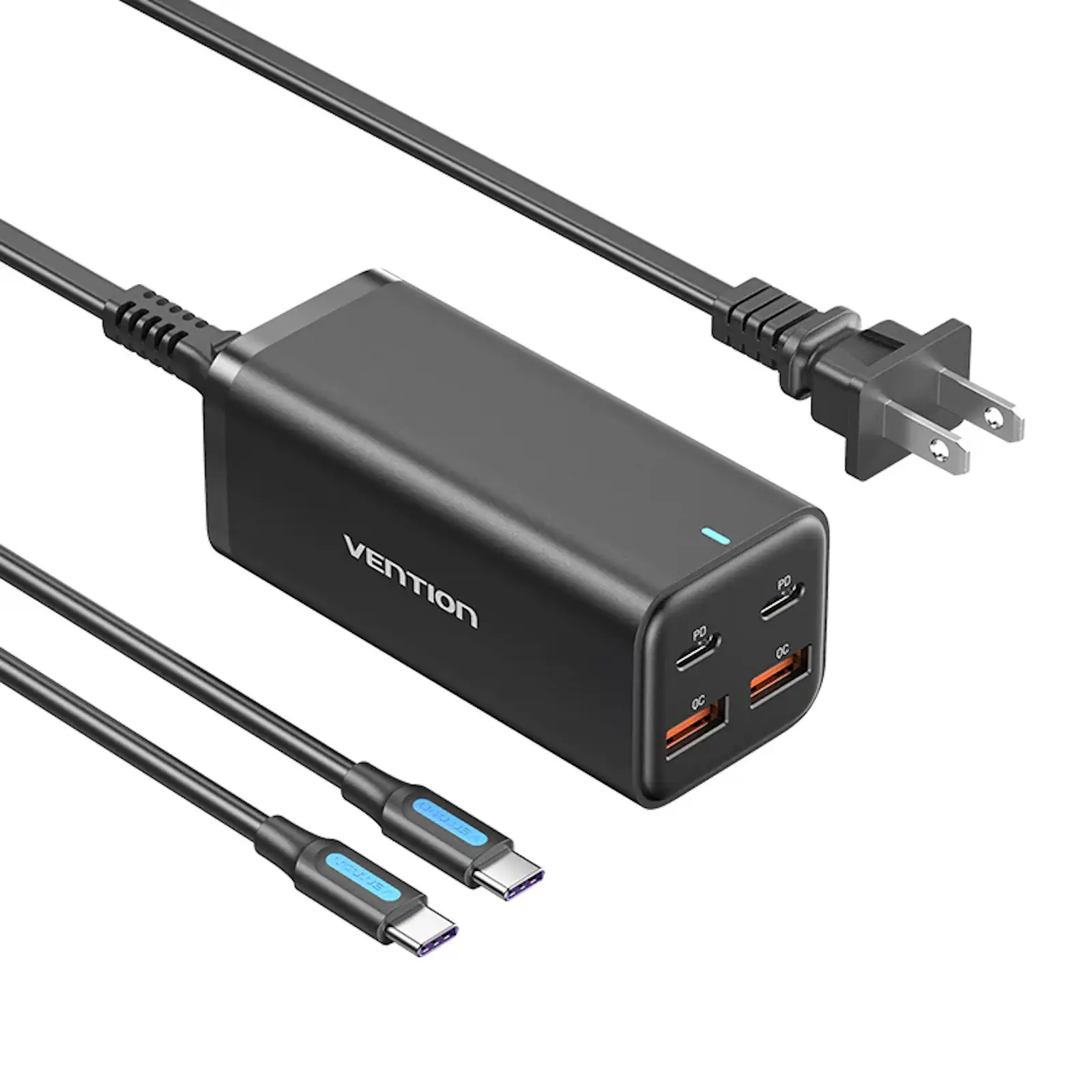 Buy VENTION FBSBG-US 100W Desktop Charger 4-Port USB GaN Charger (US Plug) Online in Pakistan - UGREEN PK