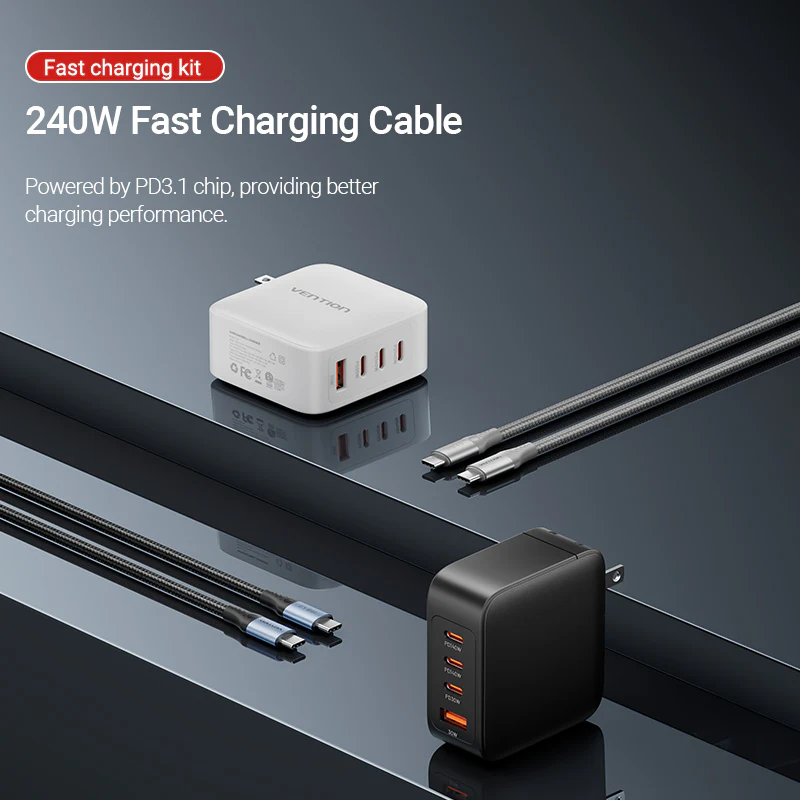Buy VENTION FEIB0-EU 140W PD3.1 Fast Charging 4-Port USB GaN Charging Kit (EU Plug) Online in Pakistan - UGREEN PK
