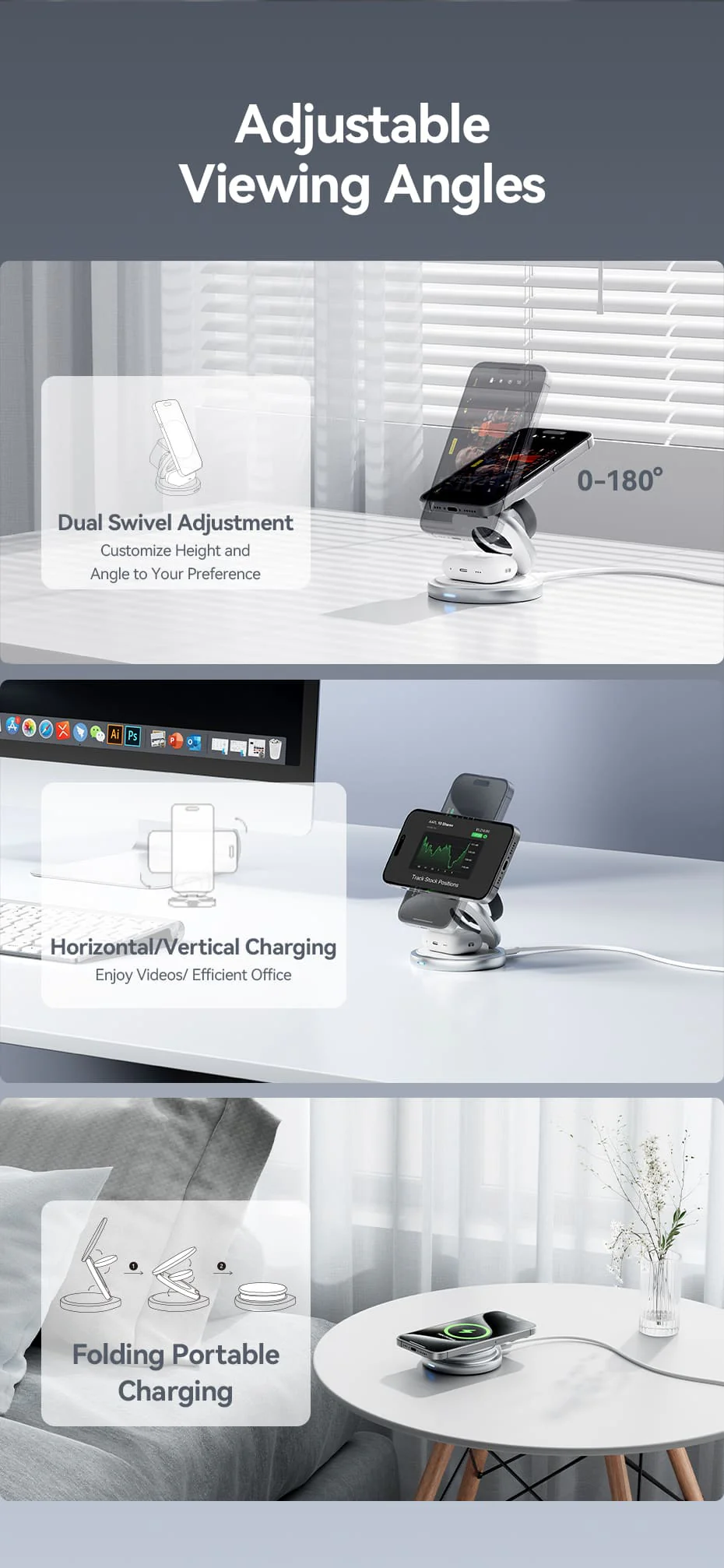 VENTION FGEI0 3-in-1 15W Wireless Charger 360° Rotating Stand with MagSafe Buy VENTION FGEI0 3-in-1 15W Wireless Charger 360° Rotating Stand with MagSafe Online in Pakistan - UGREEN PK