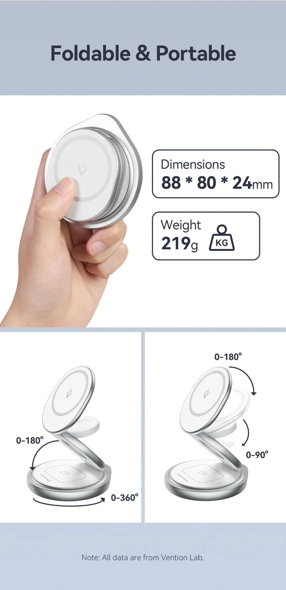 VENTION FGEI0 3-in-1 15W Wireless Charger 360° Rotating Stand with MagSafe Buy VENTION FGEI0 3-in-1 15W Wireless Charger 360° Rotating Stand with MagSafe Online in Pakistan - UGREEN PK