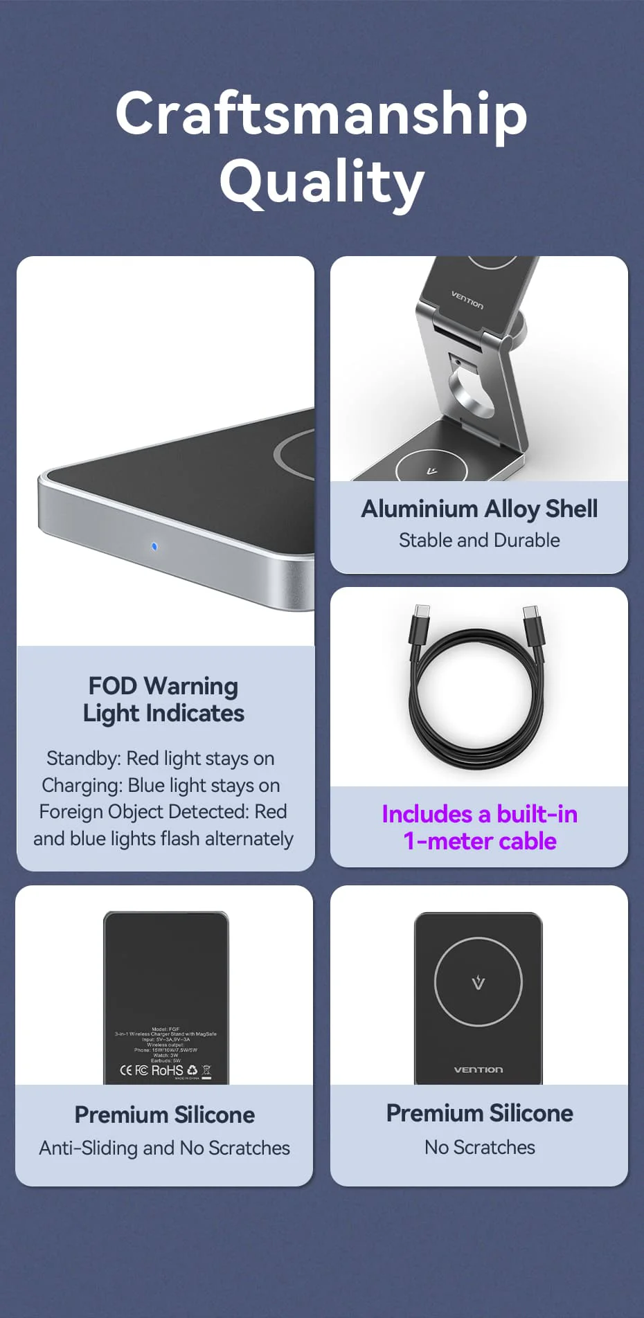VENTION FGFH0 3-in-1 15W Wireless Charger Stand with MagSafe Buy VENTION FGFH0 3-in-1 15W Wireless Charger Stand with MagSafe Online in Pakistan - UGREEN PK