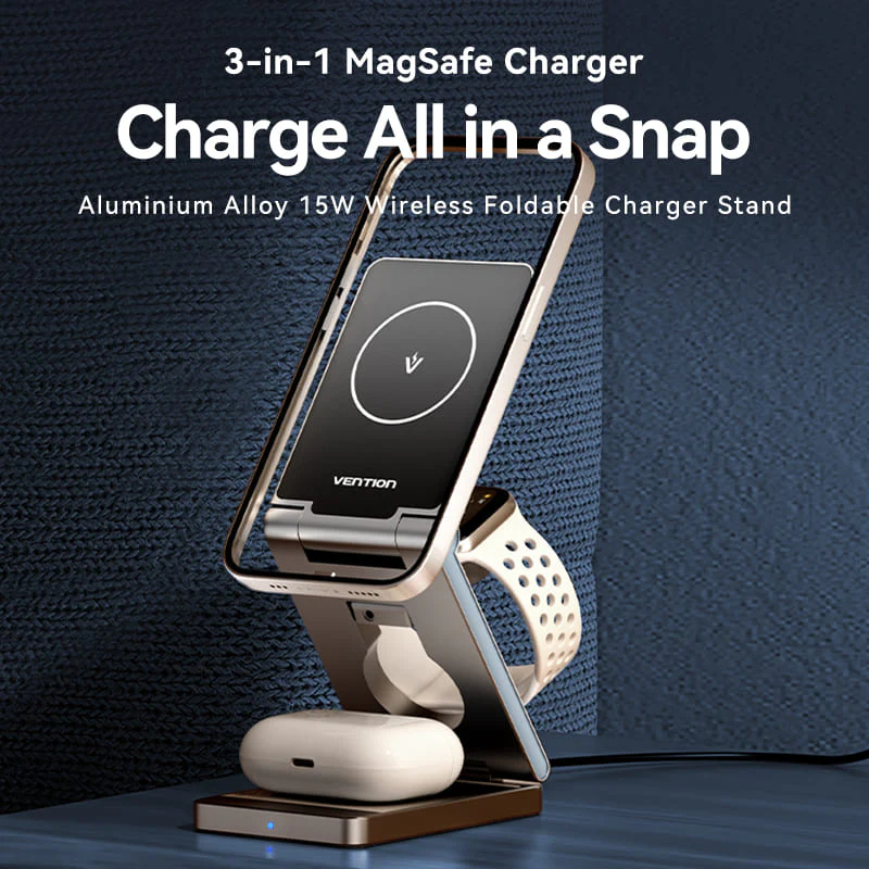 Buy VENTION FGFH0 3-in-1 15W Wireless Charger Stand with MagSafe Online in Pakistan - UGREEN PK