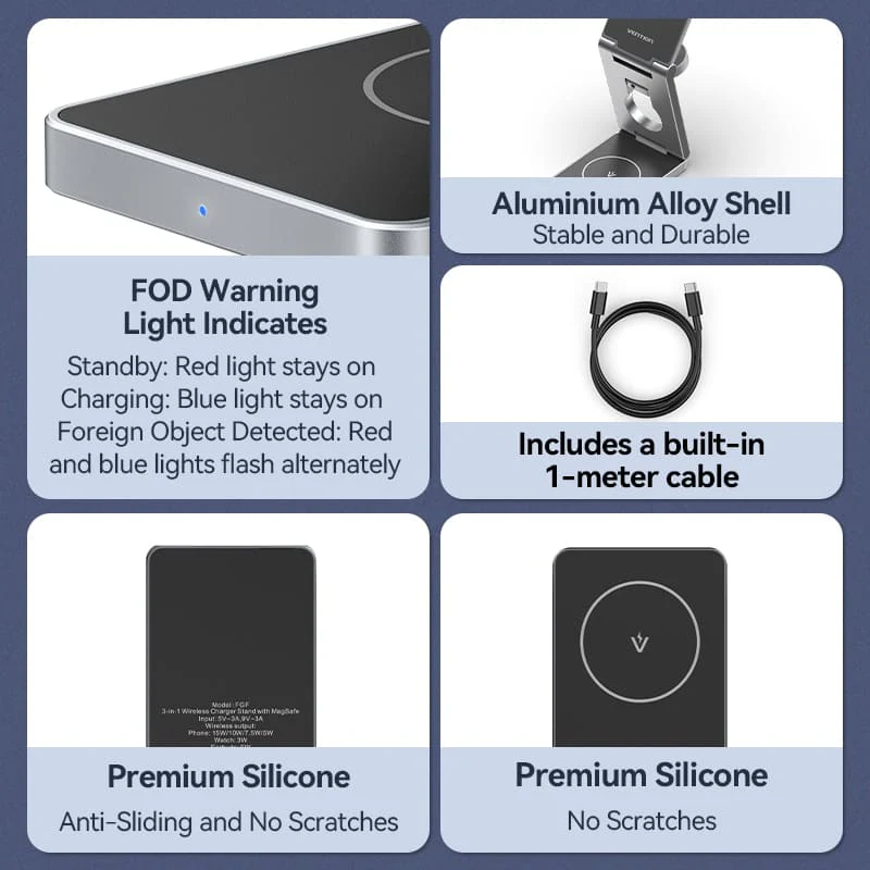 Buy VENTION FGFH0 3-in-1 15W Wireless Charger Stand with MagSafe Online in Pakistan - UGREEN PK