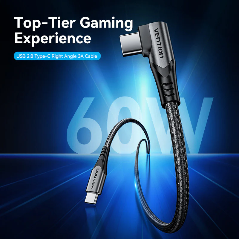 Buy VENTION USB 2.0 PD 60W Type-C to Type-C Right Angle Cable 3A Fast Charging Online in Pakistan - UGREEN PK