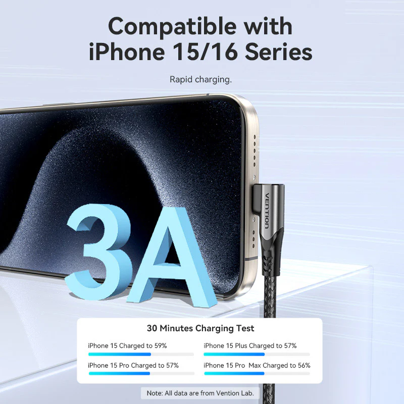 Buy VENTION USB 2.0 PD 60W Type-C to Type-C Right Angle Cable 3A Fast Charging Online in Pakistan - UGREEN PK