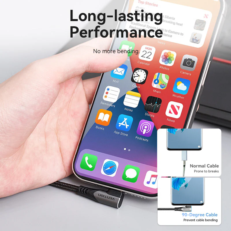 Buy VENTION USB 2.0 PD 60W Type-C to Type-C Right Angle Cable 3A Fast Charging Online in Pakistan - UGREEN PK