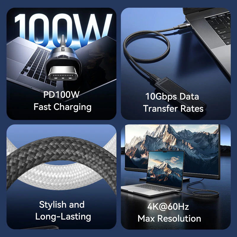Buy VENTION USB 3.2 Gen2 Type-C to Type-C Cable 10Gbps, 5A, 4K@60Hz Online in Pakistan - UGREEN PK