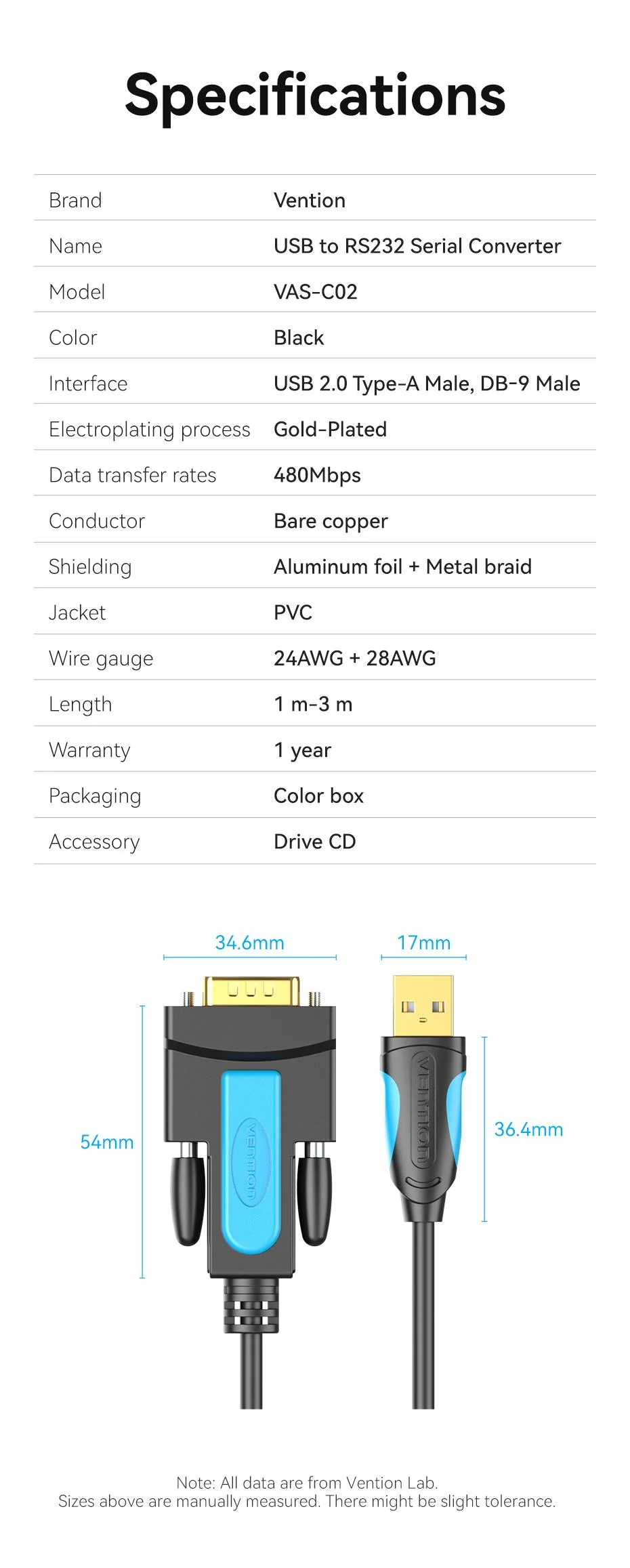 VENTION USB to Serial RS232 DB9 Adapter Cable (1.5 Meter) Gold Platted Connector Buy VENTION USB to Serial RS232 DB9 Adapter Cable (1.5 Meter) Gold Platted Connector Online in Pakistan - UGREEN PK