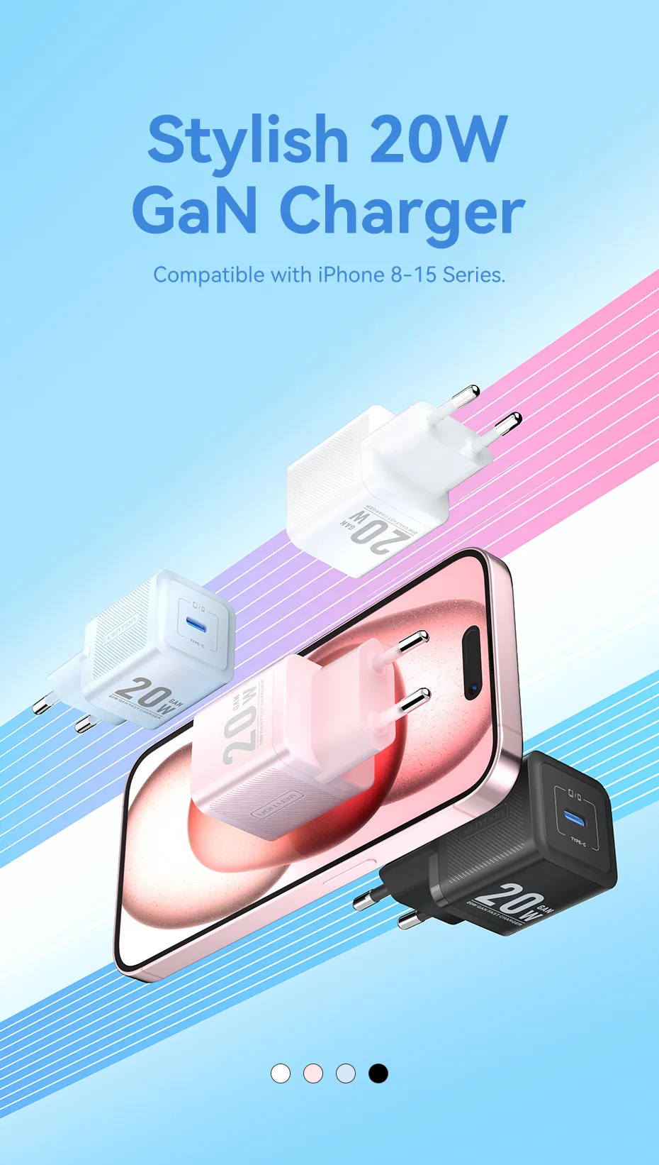 VENTION 20W GaN Fast Mini Charger (US/EU/UK Plug) PD3.0, QC3.0 USB-C Wall Charger for iPhone 16/15/14 Pro Max, Samsung S25/S24 Ultra Buy VENTION 20W GaN Fast Mini Charger (US/EU/UK Plug) PD3.0, QC3.0 USB-C Wall Charger for iPhone 16/15/14 Pro Max, Samsung S25/S24 Ultra Online in Pakistan - UGREEN PK
