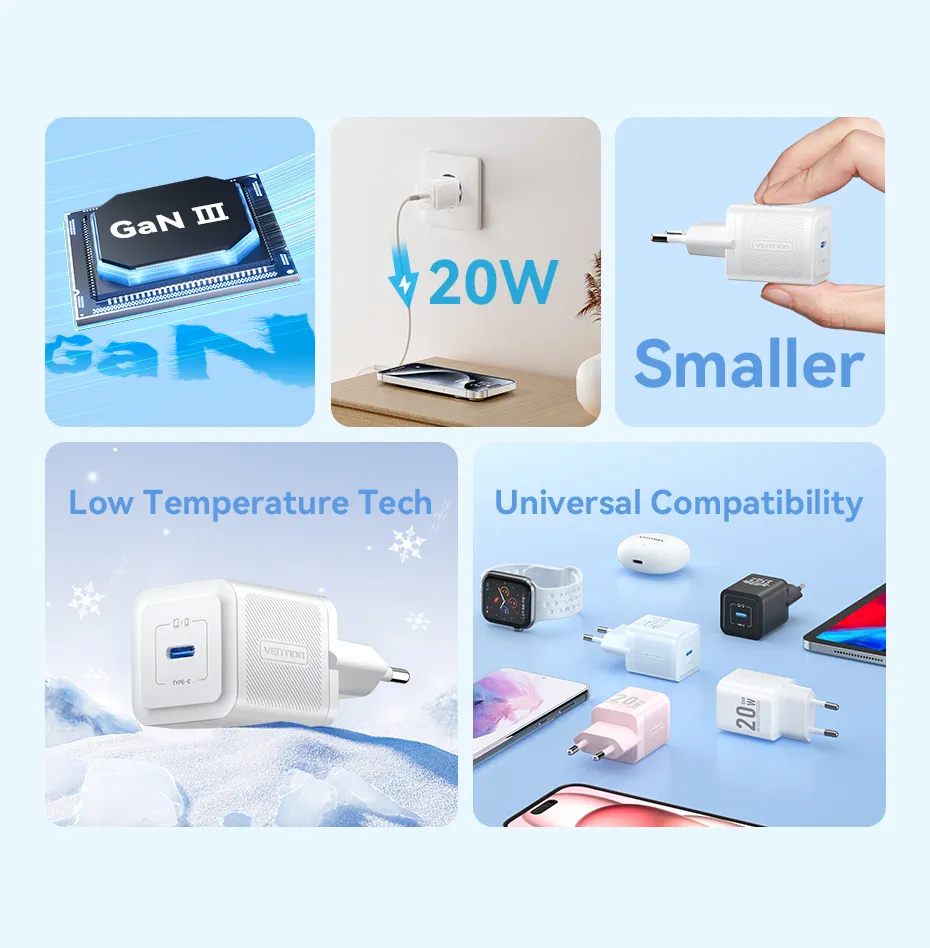 VENTION 20W GaN Fast Mini Charger (US/EU/UK Plug) PD3.0, QC3.0 USB-C Wall Charger for iPhone 16/15/14 Pro Max, Samsung S25/S24 Ultra Buy VENTION 20W GaN Fast Mini Charger (US/EU/UK Plug) PD3.0, QC3.0 USB-C Wall Charger for iPhone 16/15/14 Pro Max, Samsung S25/S24 Ultra Online in Pakistan - UGREEN PK