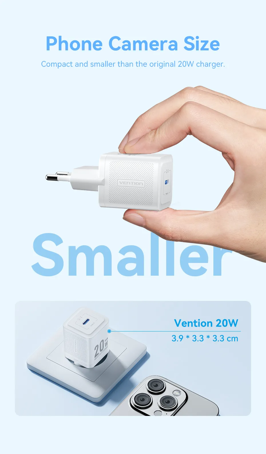 VENTION 20W GaN Fast Mini Charger (US/EU/UK Plug) PD3.0, QC3.0 USB-C Wall Charger for iPhone 16/15/14 Pro Max, Samsung S25/S24 Ultra Buy VENTION 20W GaN Fast Mini Charger (US/EU/UK Plug) PD3.0, QC3.0 USB-C Wall Charger for iPhone 16/15/14 Pro Max, Samsung S25/S24 Ultra Online in Pakistan - UGREEN PK