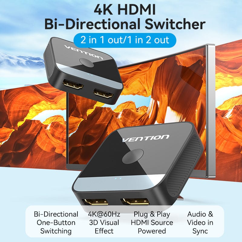 Buy VENTION AKOB0 HDMI 2 In 1 Out 4K@60Hz Bi-Directional HDMI Switcher Online in Pakistan - UGREEN PK