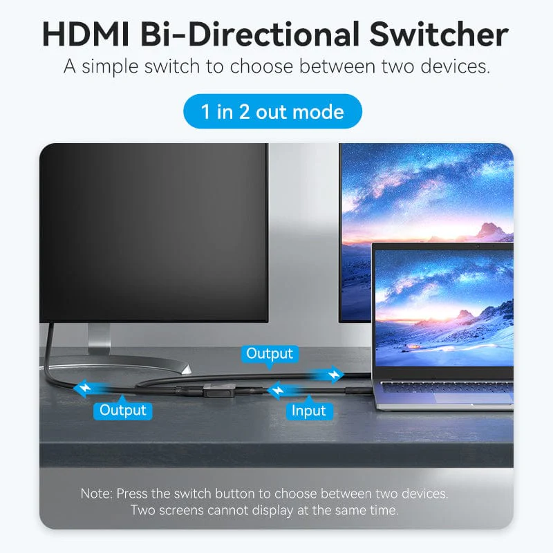 Buy VENTION AKOB0 HDMI 2 In 1 Out 4K@60Hz Bi-Directional HDMI Switcher Online in Pakistan - UGREEN PK