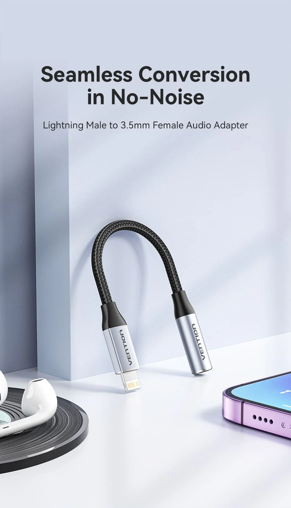 VENTION BMBHA Lightning to 3.5mm Audio Adapter (Gray) Cotton Braided, Aluminum Alloy Buy VENTION BMBHA Lightning to 3.5mm Audio Adapter (Gray) Cotton Braided, Aluminum Alloy Online in Pakistan - UGREEN PK