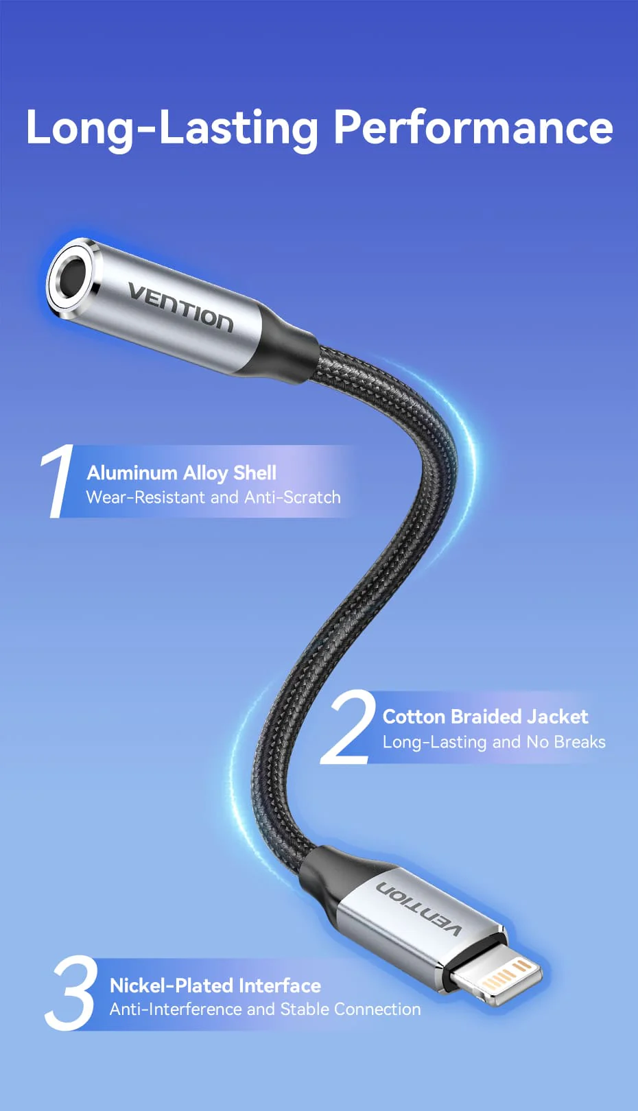 VENTION BMBHA Lightning to 3.5mm Audio Adapter (Gray) Cotton Braided, Aluminum Alloy Buy VENTION BMBHA Lightning to 3.5mm Audio Adapter (Gray) Cotton Braided, Aluminum Alloy Online in Pakistan - UGREEN PK