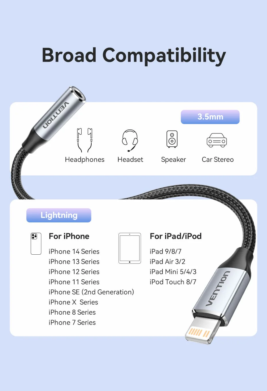 VENTION BMBHA Lightning to 3.5mm Audio Adapter (Gray) Cotton Braided, Aluminum Alloy Buy VENTION BMBHA Lightning to 3.5mm Audio Adapter (Gray) Cotton Braided, Aluminum Alloy Online in Pakistan - UGREEN PK