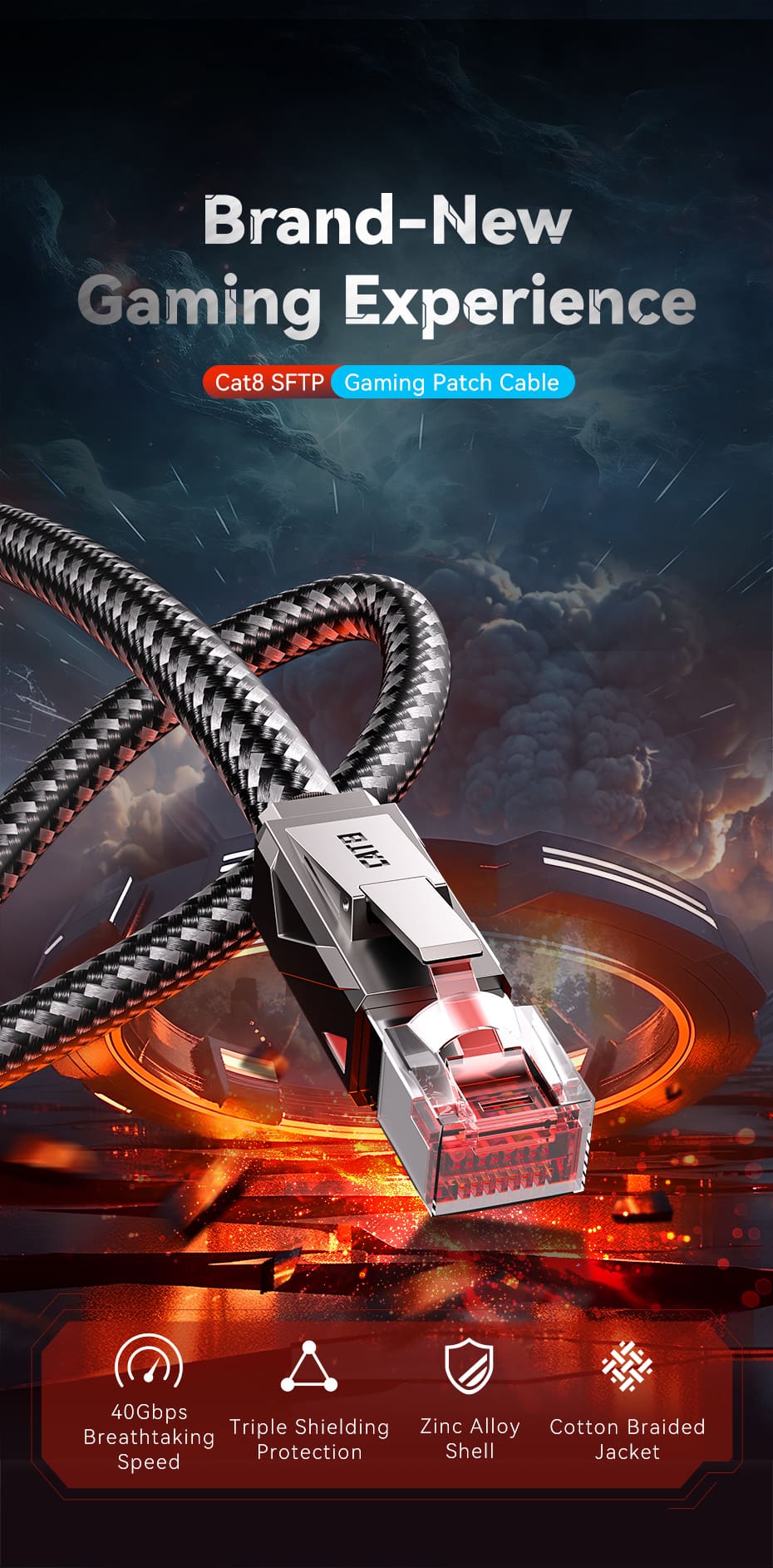 VENTION CAT 8 Gaming Ethernet Cable 40Gbps 2000MHz High-Speed SFTP Cotton Braided Patch Cord Buy VENTION CAT 8 Gaming Ethernet Cable 40Gbps 2000MHz High-Speed SFTP Cotton Braided Patch Cord Online in Pakistan - UGREEN PK