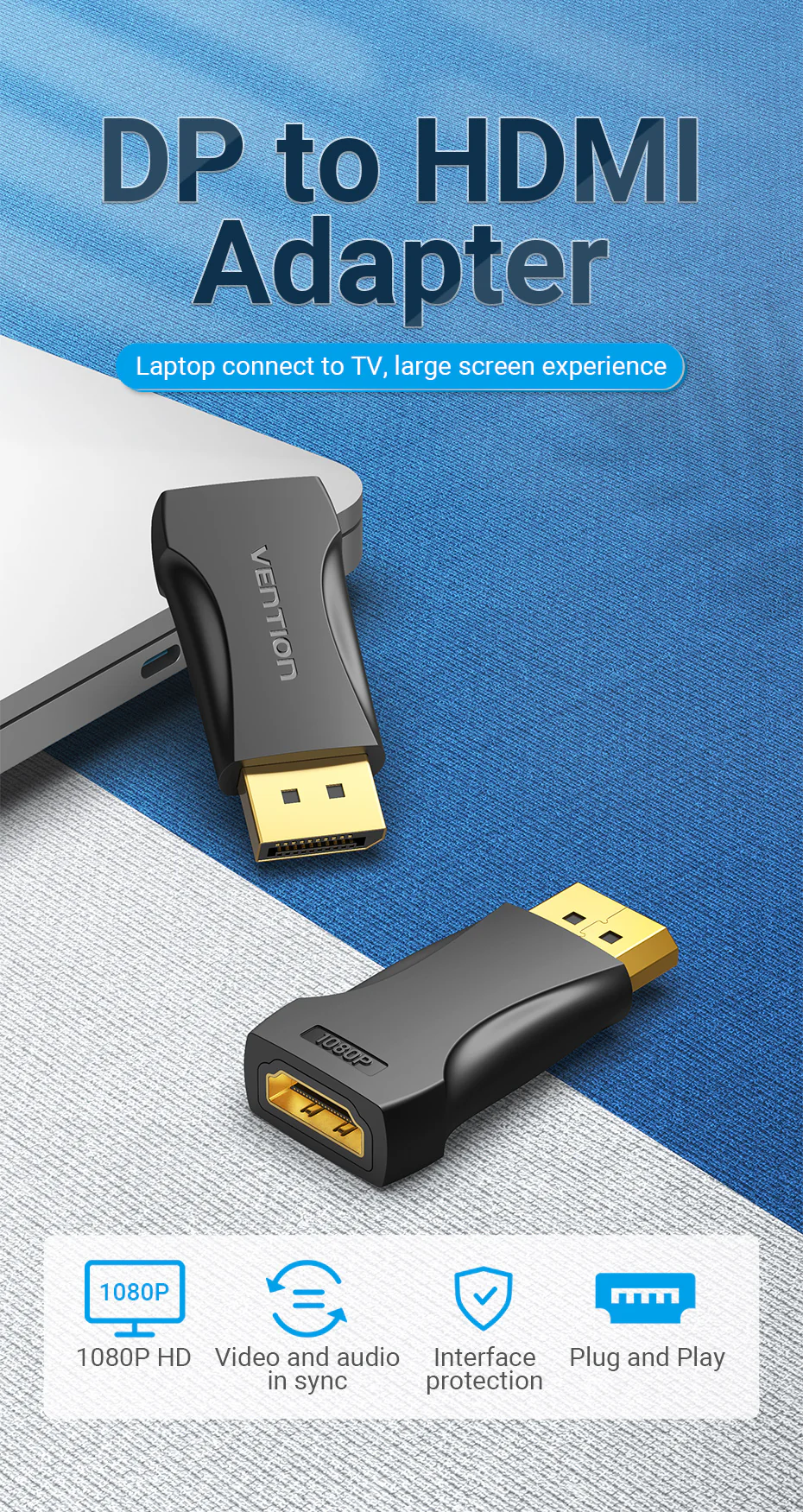 VENTION HBOB0 DisplayPort to HDMI Adapter Full HD 1080P@60Hz (Black) Gold-Plated Buy VENTION HBOB0 DisplayPort to HDMI Adapter Full HD 1080P@60Hz (Black) Gold-Plated Online in Pakistan - UGREEN PK