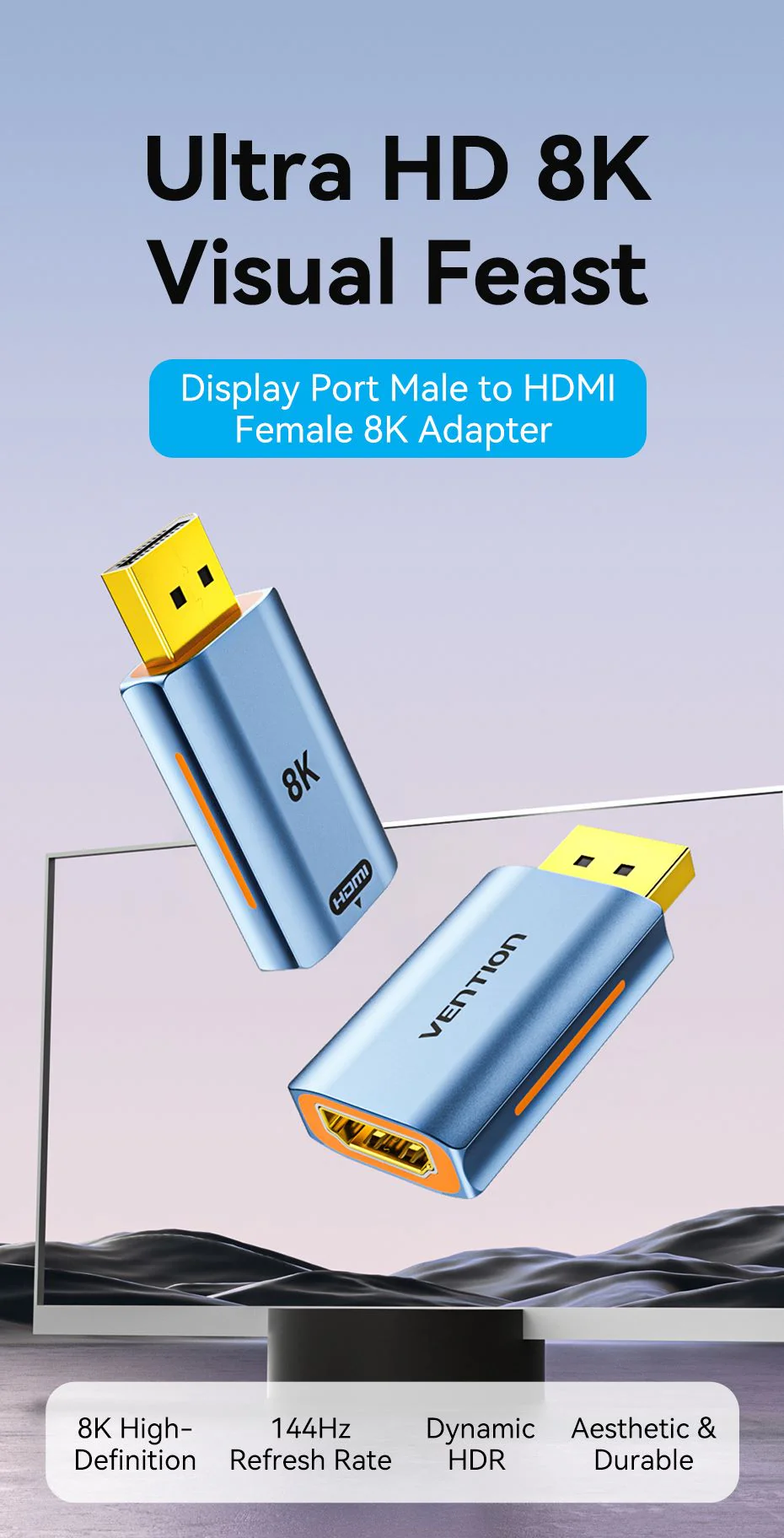 VENTION HFMH0 DisplayPort to HDMI 8K Adapter (Gray) Gold-Plated Connector Buy VENTION HFMH0 DisplayPort to HDMI 8K Adapter (Gray) Gold-Plated Connector Online in Pakistan - UGREEN PK