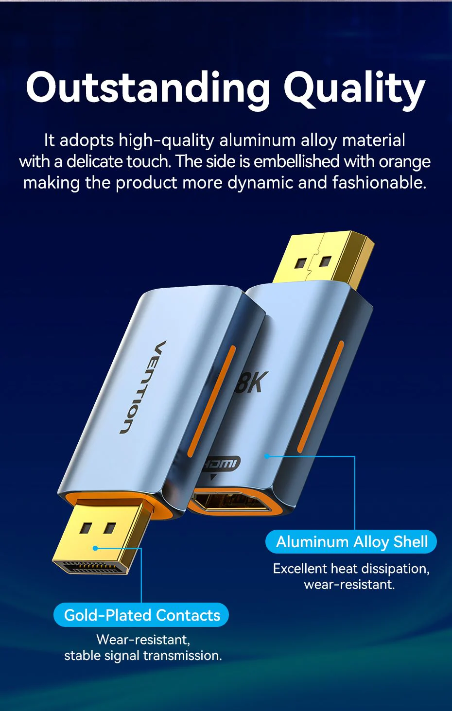 VENTION HFMH0 DisplayPort to HDMI 8K Adapter (Gray) Gold-Plated Connector Buy VENTION HFMH0 DisplayPort to HDMI 8K Adapter (Gray) Gold-Plated Connector Online in Pakistan - UGREEN PK