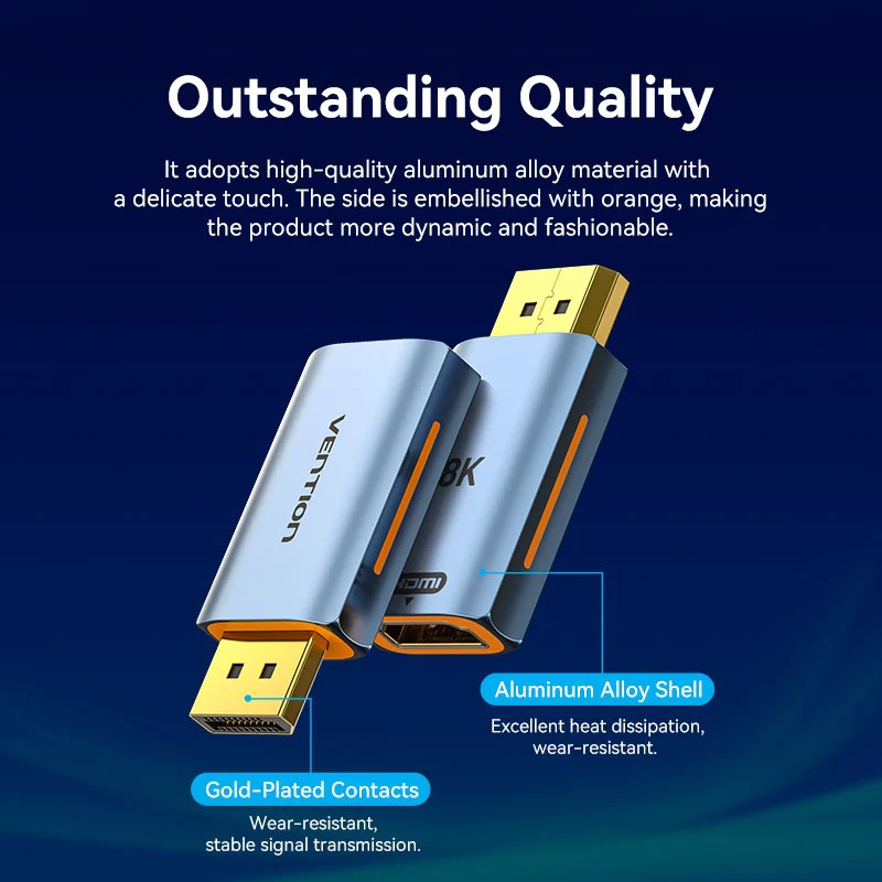 Buy VENTION HFMH0 DisplayPort to HDMI 8K Adapter (Gray) Gold-Plated Connector Online in Pakistan - UGREEN PK