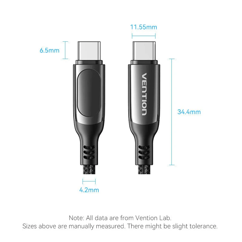 Buy VENTION TAYBAV 100W 5A USB-C to USB-C Cable (1.2 Meter) Smart LED Power Display for iPhone 16/15 Series Online in Pakistan - UGREEN PK