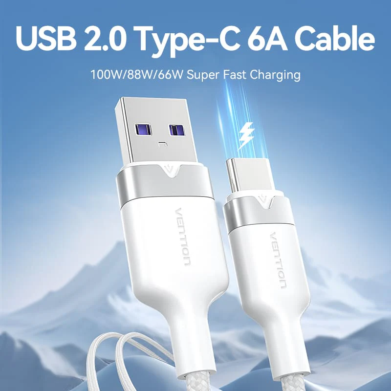 Buy VENTION USB 2.0 A to C Cable 100W PD 6A Fast Charging Cable for iPhone 16/15 Series Online in Pakistan - UGREEN PK