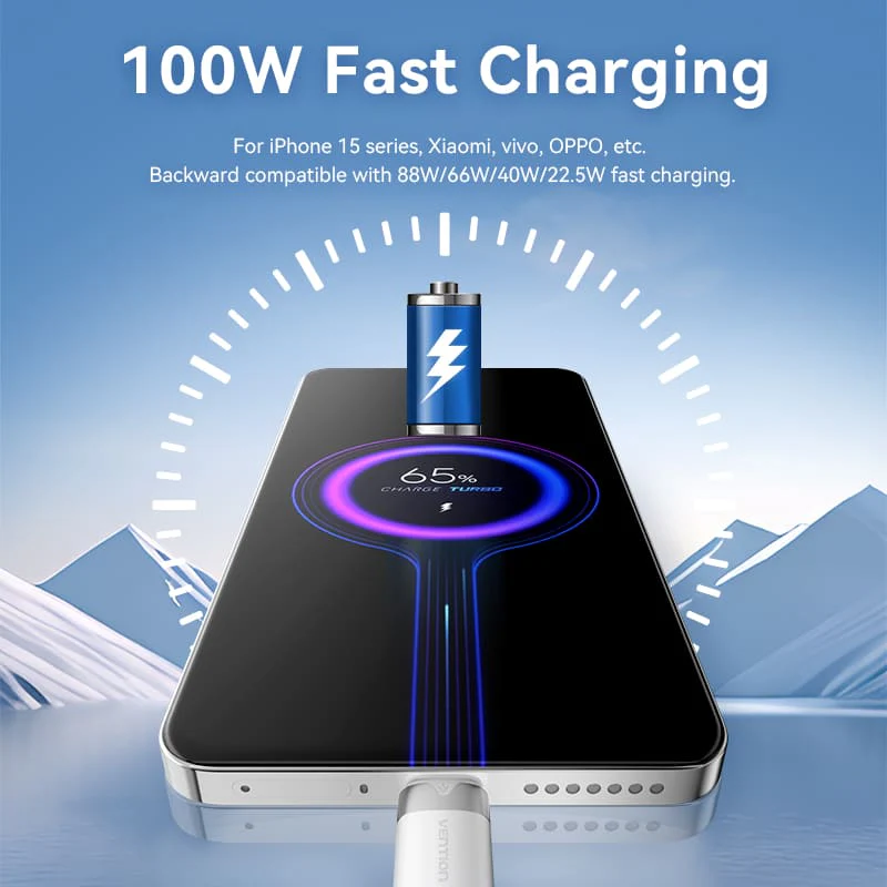 Buy VENTION USB 2.0 A to C Cable 100W PD 6A Fast Charging Cable for iPhone 16/15 Series Online in Pakistan - UGREEN PK