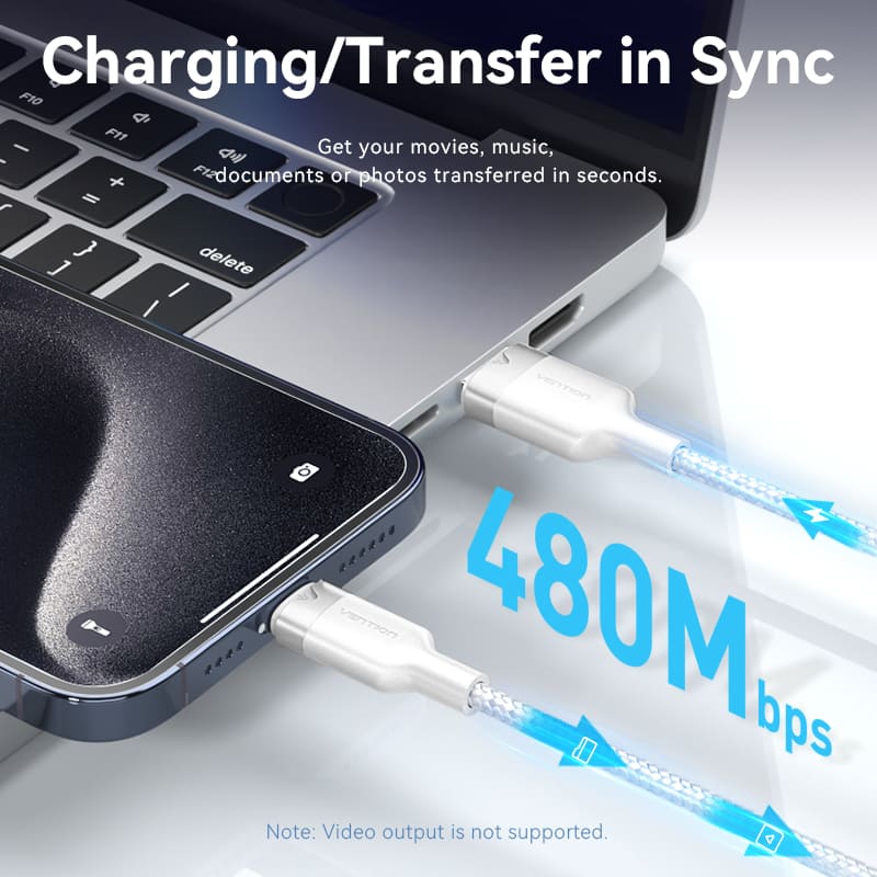 Buy VENTION USB 2.0 A to C Cable 100W PD 6A Fast Charging Cable for iPhone 16/15 Series Online in Pakistan - UGREEN PK