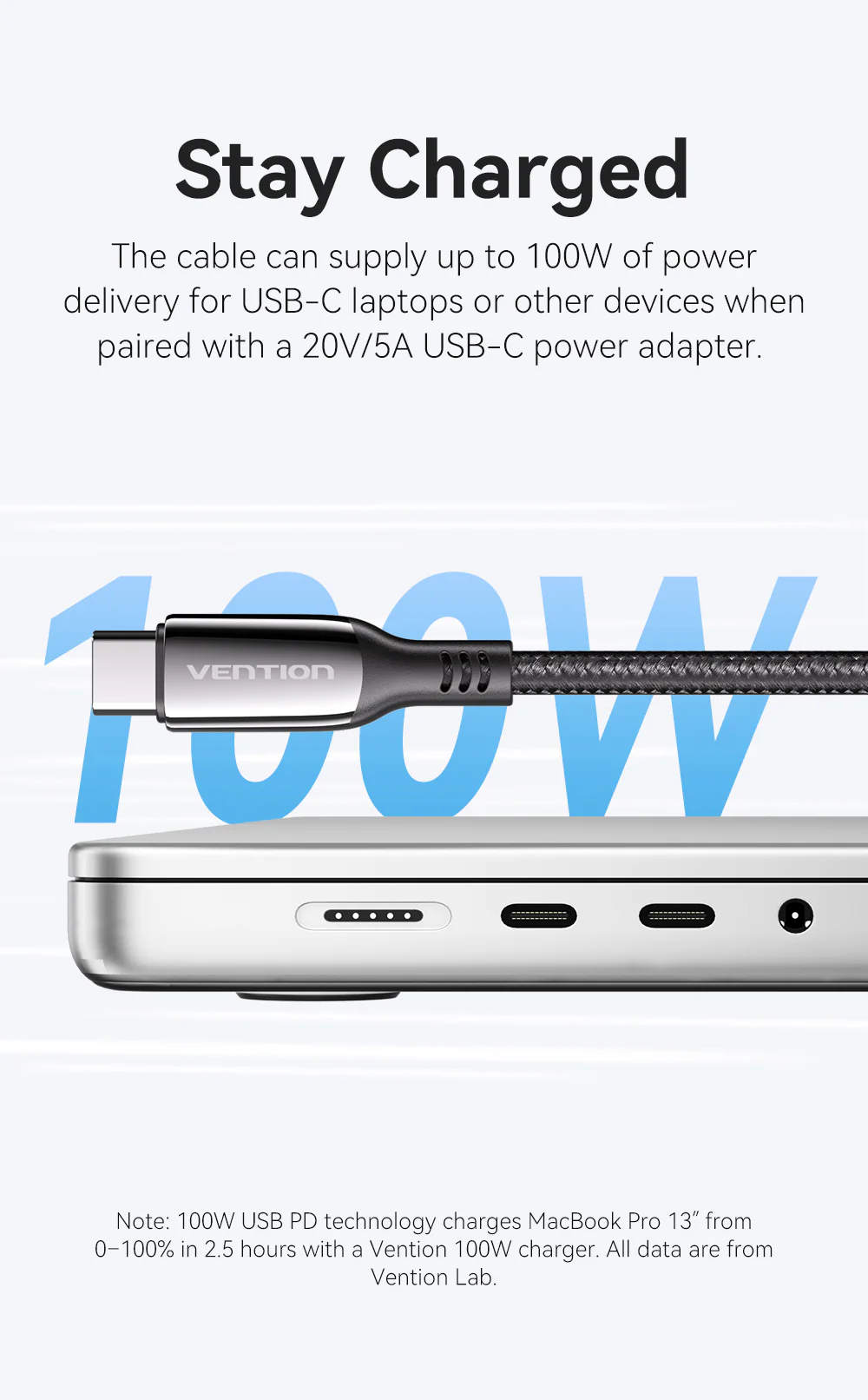 VENTION USB-C to USB-C Cable 100W 5A PD 3.0 Fast Charging Cable (E-Marker Chip) Nylon Braided for iPhone 16/15 Series Buy VENTION USB-C to USB-C Cable 100W 5A PD 3.0 Fast Charging Cable (E-Marker Chip) Nylon Braided for iPhone 16/15 Series Online in Pakistan - UGREEN PK