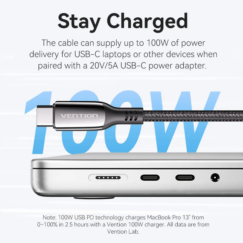 Buy VENTION USB-C to USB-C Cable 100W 5A PD 3.0 Fast Charging Cable (E-Marker Chip) Nylon Braided for iPhone 16/15 Series Online in Pakistan - UGREEN PK