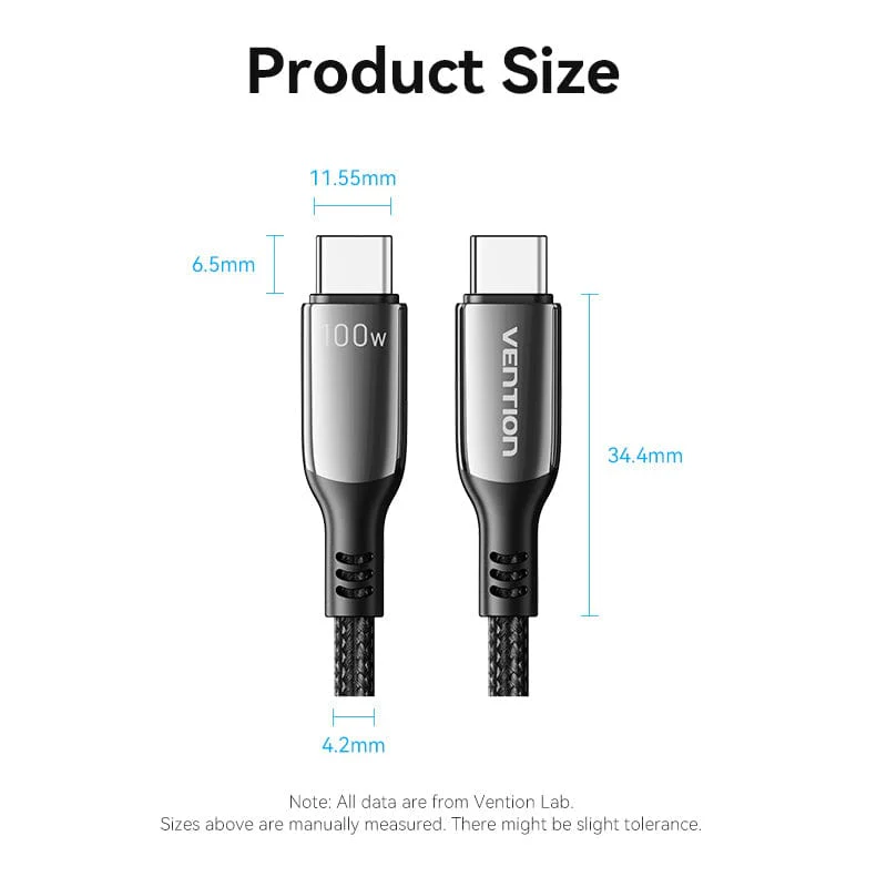 Buy VENTION USB-C to USB-C Cable 100W 5A PD 3.0 Fast Charging Cable (E-Marker Chip) Nylon Braided for iPhone 16/15 Series Online in Pakistan - UGREEN PK