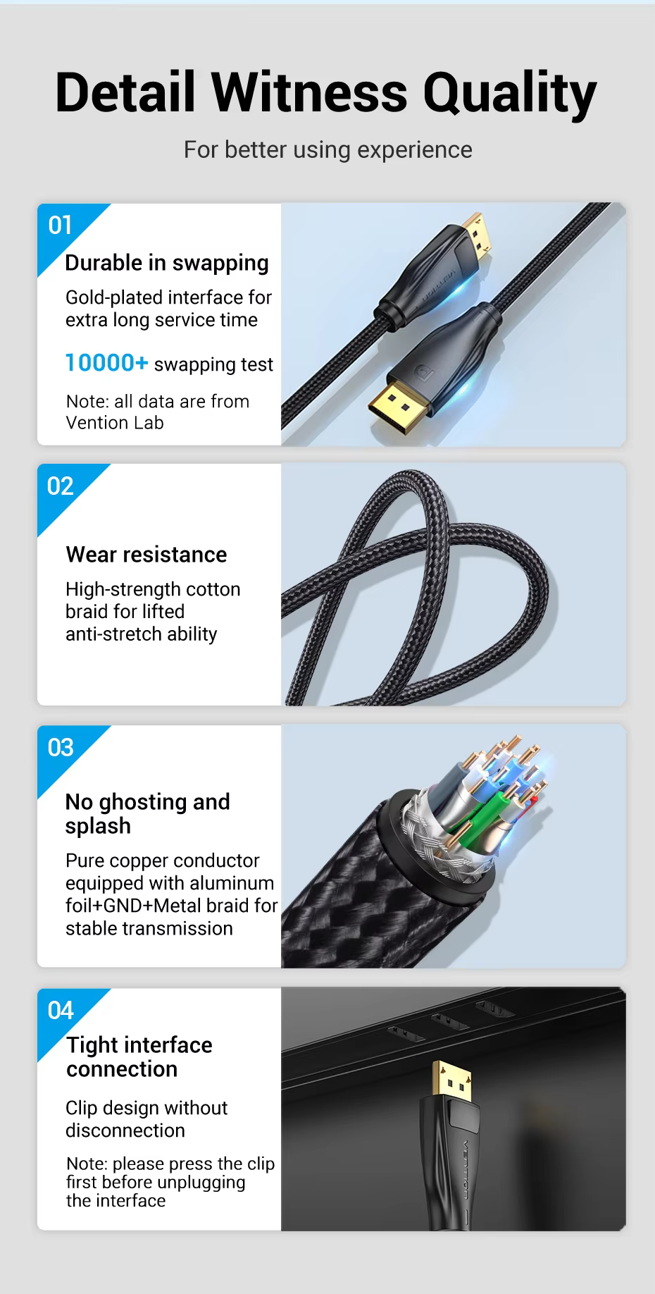 VENTION DP 1.4 Cable 8K@60Hz 4K@144Hz 32.4Gbps DisplayPort Cable, Gold-Plated, Cotton Braided Buy VENTION DP 1.4 Cable 8K@60Hz 4K@144Hz 32.4Gbps DisplayPort Cable, Gold-Plated, Cotton Braided Online in Pakistan - UGREEN PK