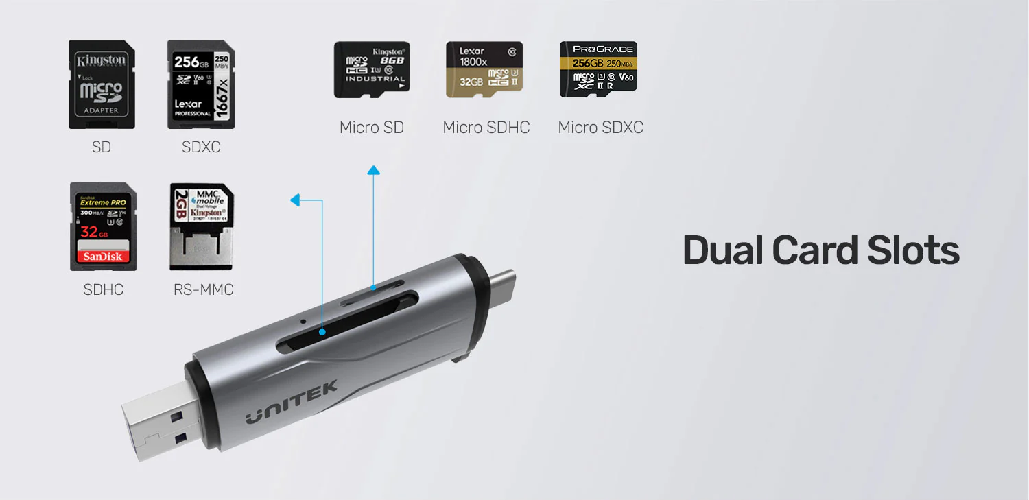 UNITEK 2-in-1 USB-C & USB-A SD 3.0 Card Reader Dual-Slot for SD/TF Cards Compatible with Windows/Mac/Android Buy UNITEK 2-in-1 USB-C & USB-A SD 3.0 Card Reader Dual-Slot for SD/TF Cards Compatible with Windows/Mac/Android Online in Pakistan - UGREEN PK