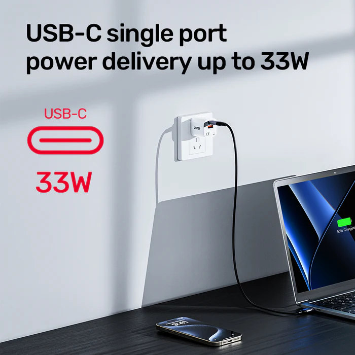 Buy UNITEK 33W Dual Port Wall Charger PD & QC 3.0 Fast Charger for iPhone 16/15 Samsung Galaxy S25/S24 Online in Pakistan - UGREEN PK