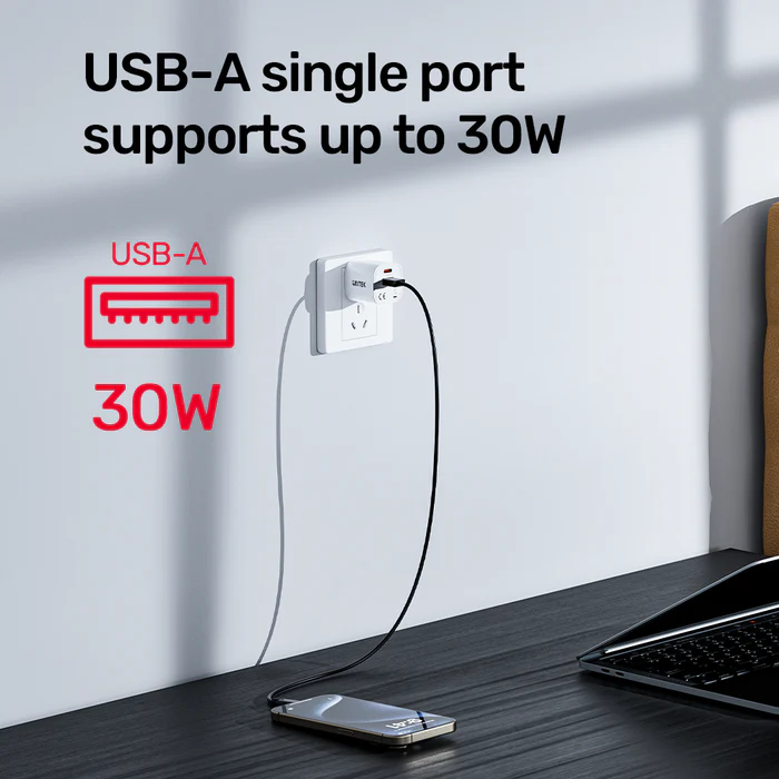 Buy UNITEK 33W Dual Port Wall Charger PD & QC 3.0 Fast Charger for iPhone 16/15 Samsung Galaxy S25/S24 Online in Pakistan - UGREEN PK