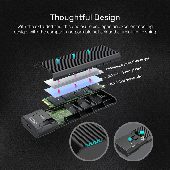 Buy UNITEK SolidForce PCIe/NVMe M.2 SSD Enclosure Lite, USB-C 10Gbps NVMe Adapter Online in Pakistan - UGREEN PK