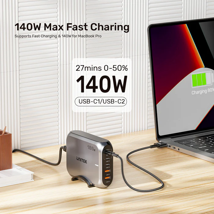 Buy UNITEK 188W PD3.1 Desktop GaN Charging Station 5-Port Laptop & Phone Charger Online in Pakistan - UGREEN PK